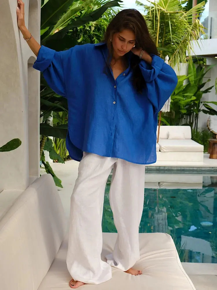 Linen Oversize Shirt - Black & Elva