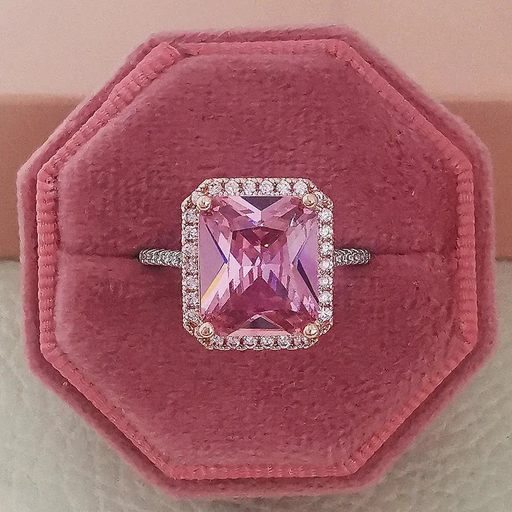 Pink Gold Engagement Ring - Black & Elva