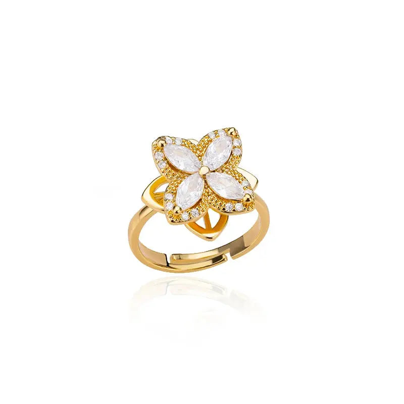 Rotatable Clover Ring - Black & Elva
