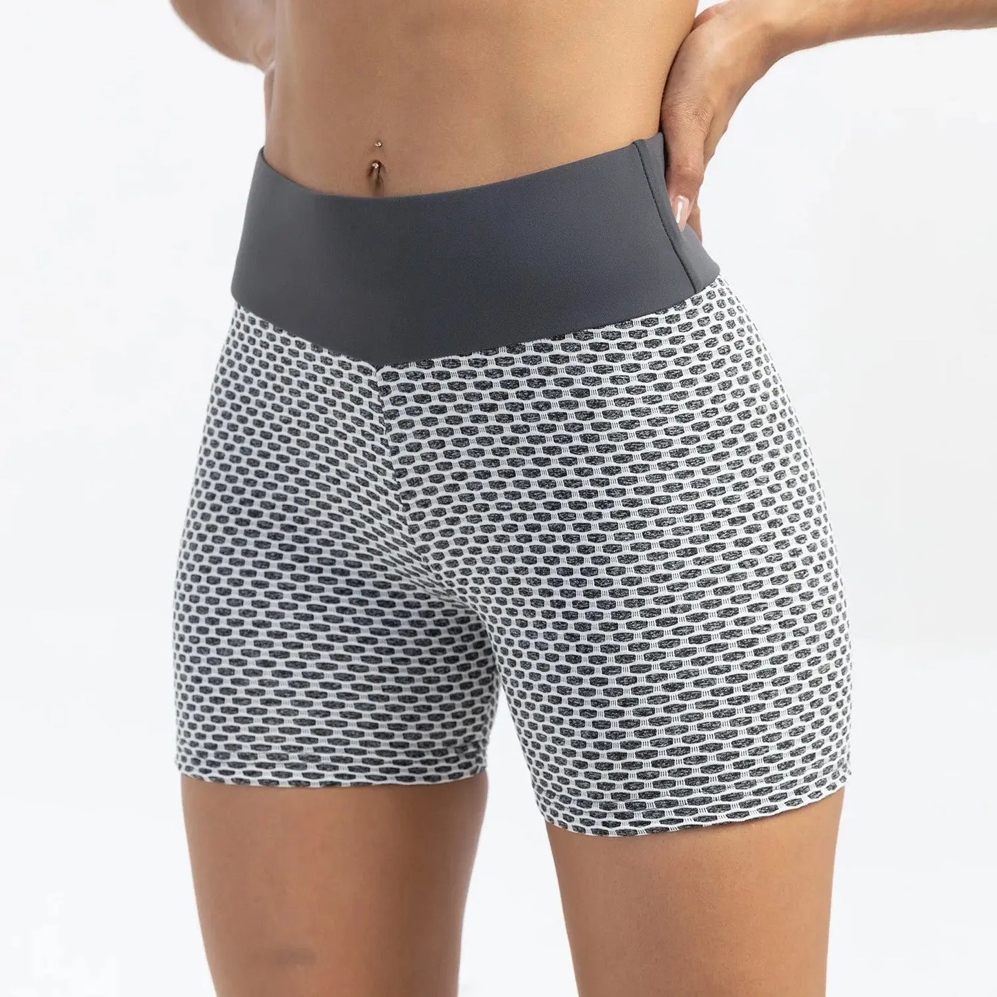 High Waist Yoga Shorts - Black & Elva