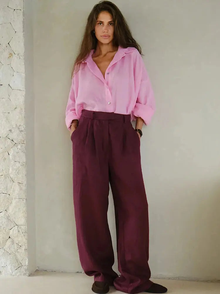 Linen Oversize Shirt - Black & Elva