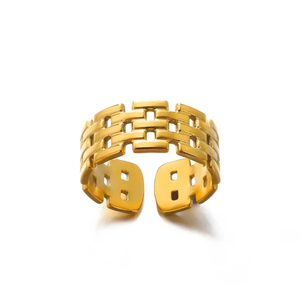 Gold Stainless Steel Rings - Black & Elva