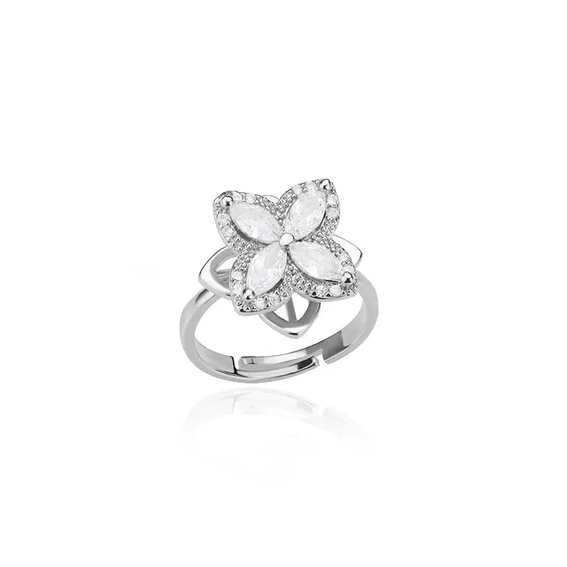 Rotatable Clover Ring - Black & Elva