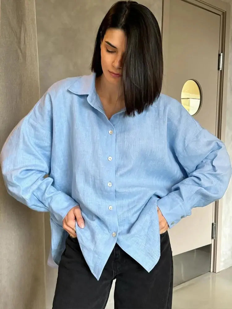 Linen Oversize Shirt - Black & Elva