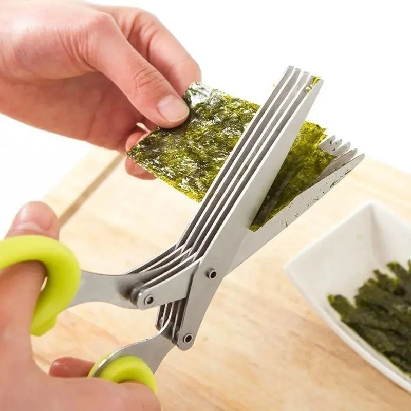 Multi-Layer Kitchen Herb Scissors - Black & Elva