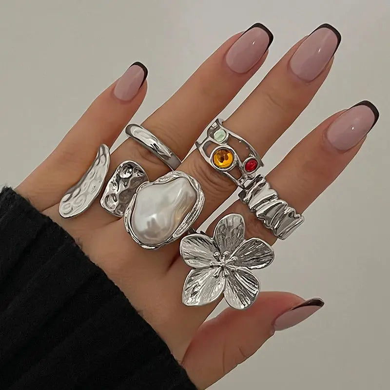 Punk Luxury Rings Set - Black & Elva