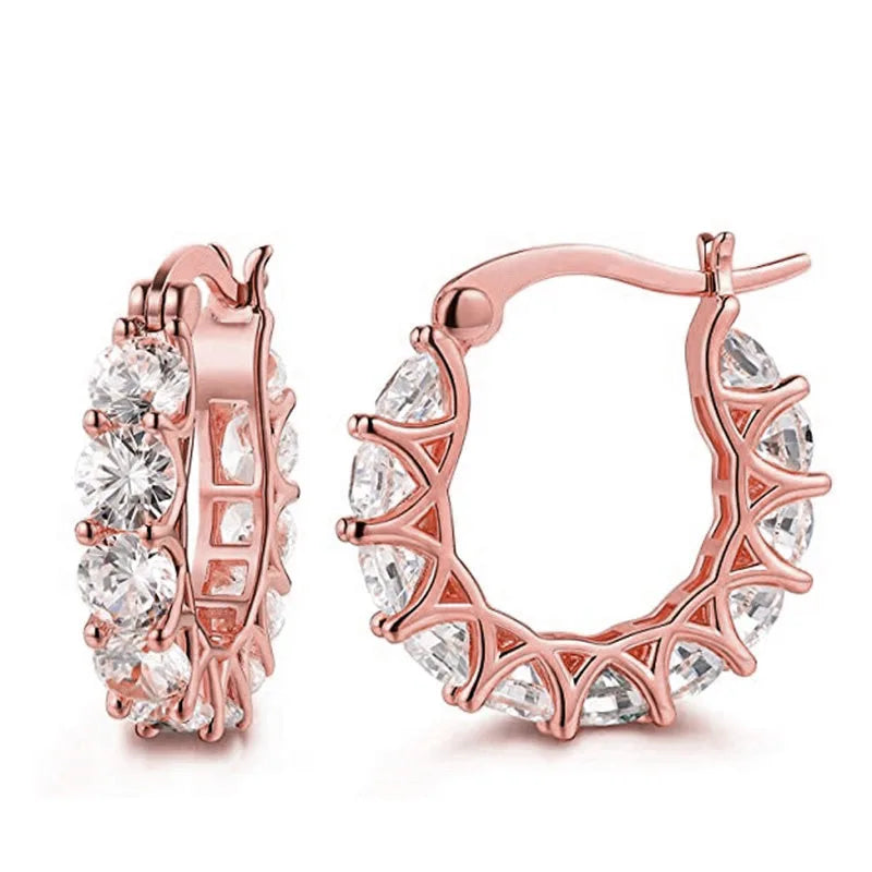 Blue Cubic Zirconia Hoop Earrings | Huitan Luxury Jewelry