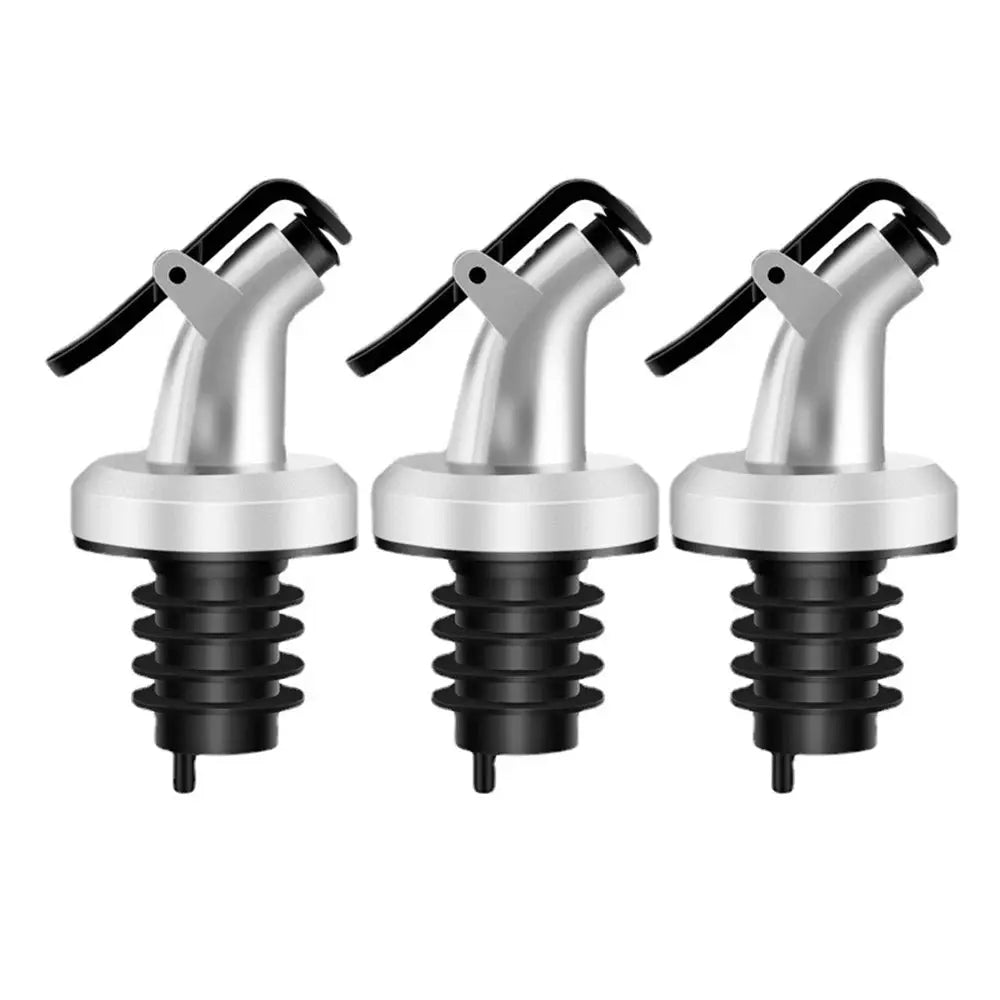 3PCS Silver Oil Bottle Nozzle - Black & Elva
