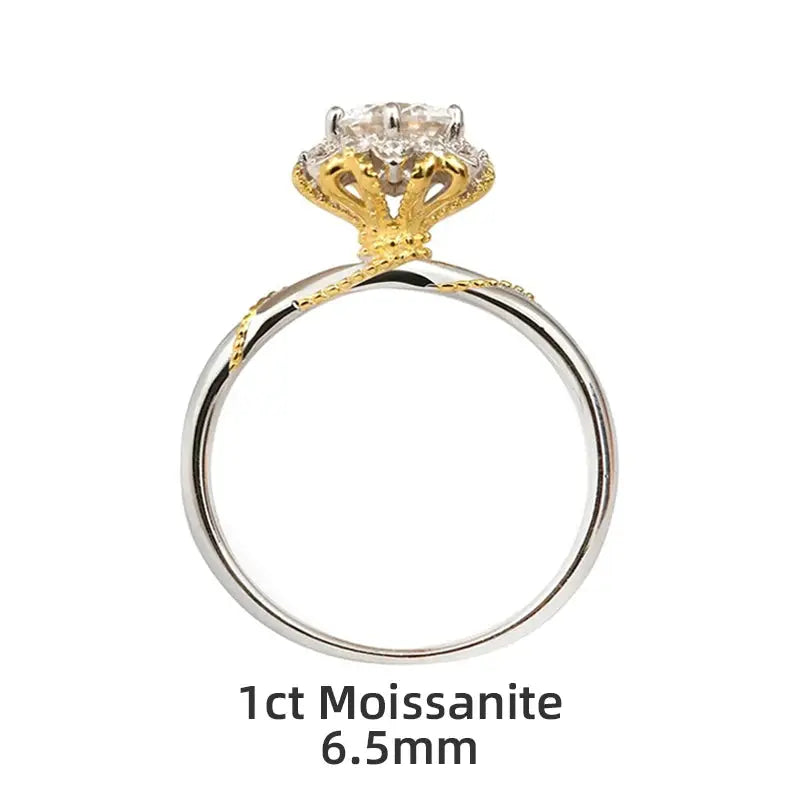 Moissanite Silver Engagement Ring - Black & Elva