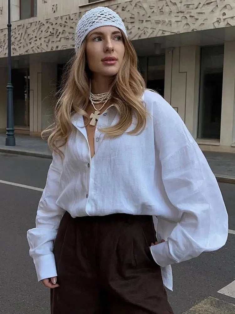 Linen Oversize Shirt - Black & Elva