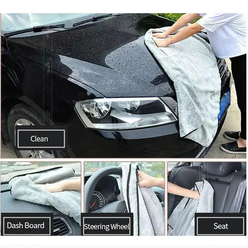 Microfiber Car Wash Towels Set - Black & Elva