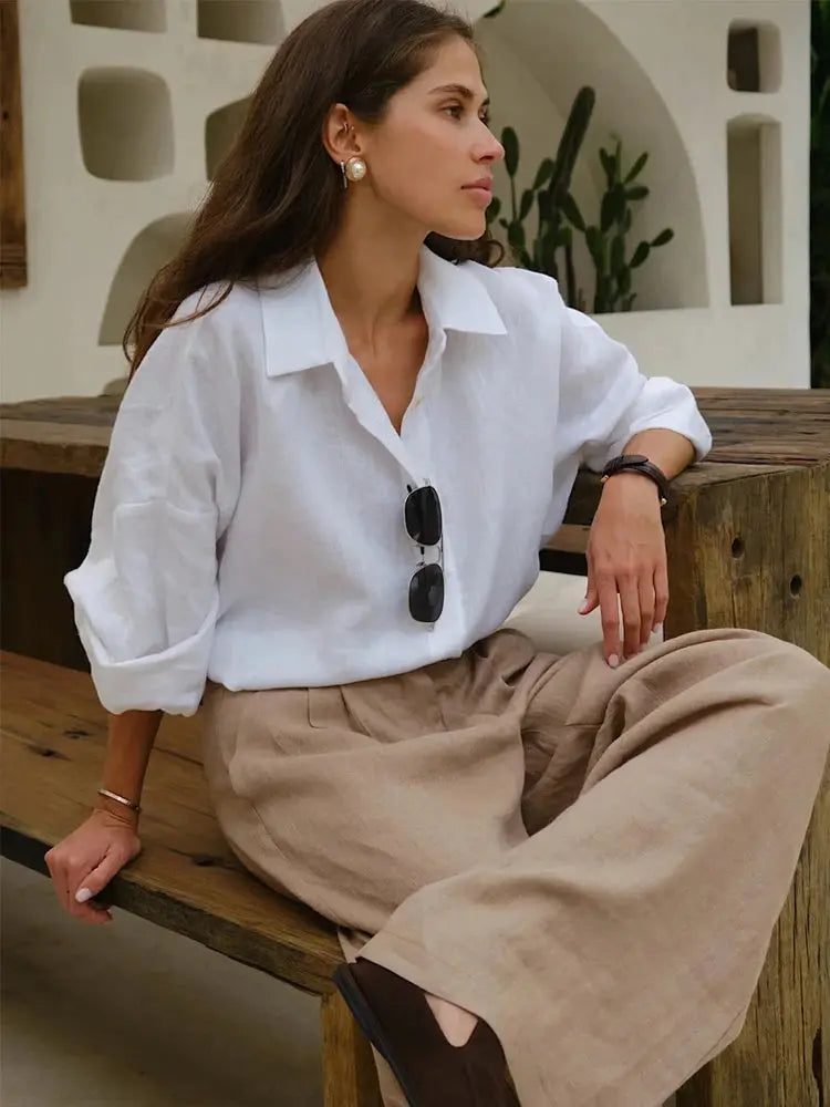 Linen Oversize Shirt - Black & Elva