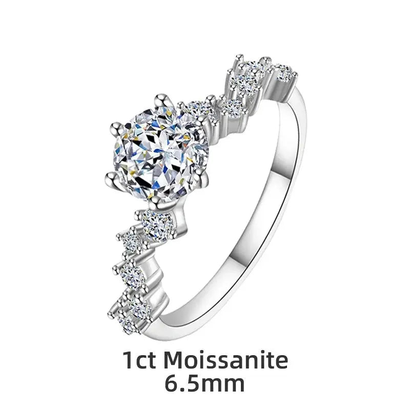 Moissanite Silver Engagement Ring - Black & Elva