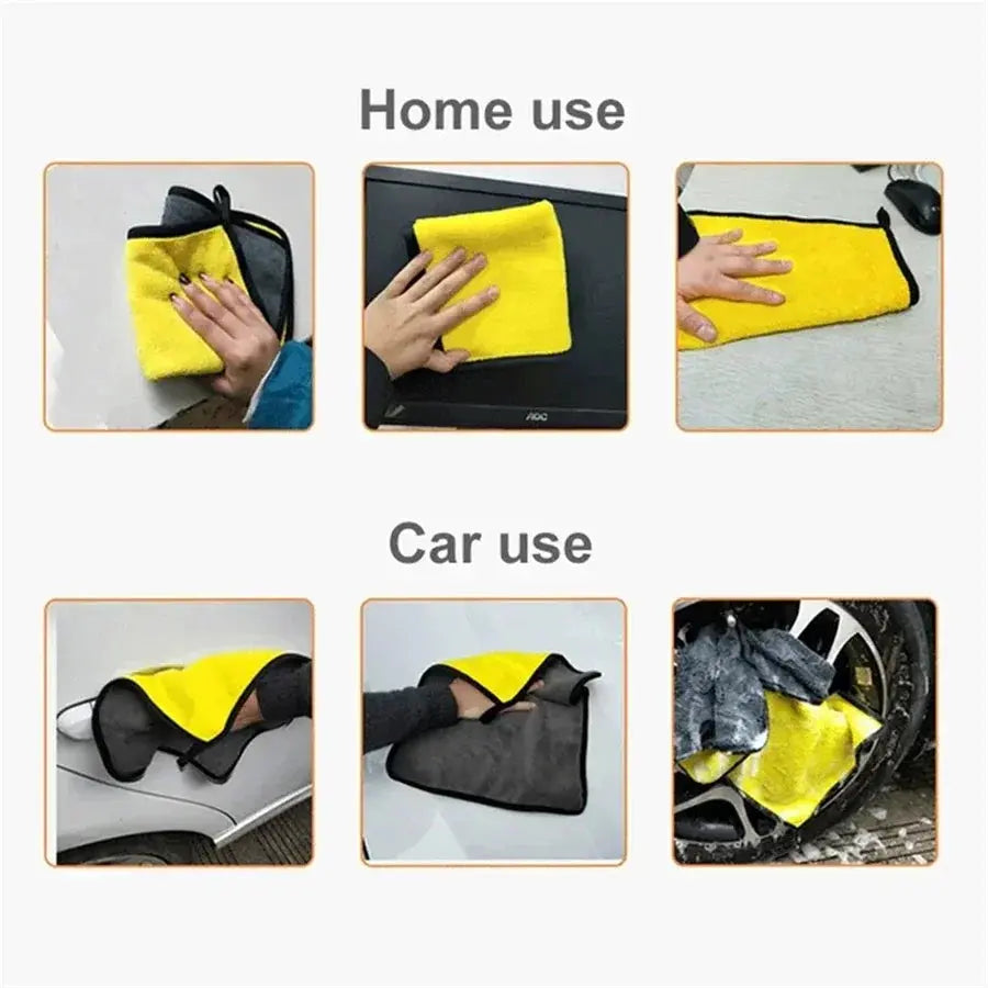 Microfiber Car Cleaning Towels Set - Black & Elva