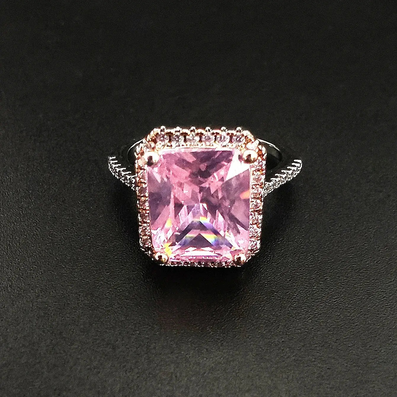 Pink Gold Engagement Ring - Black & Elva