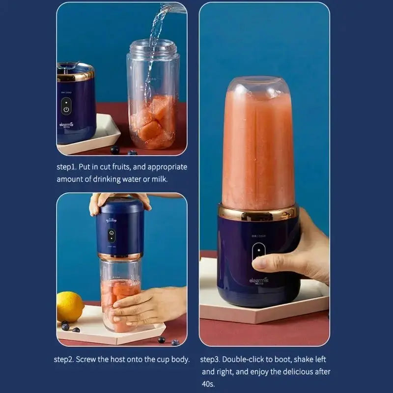 Portable USB Blender Bottle - Black & Elva