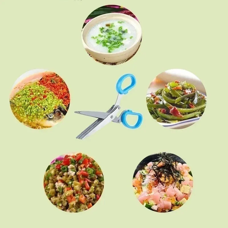 Multi-Layer Kitchen Herb Scissors - Black & Elva
