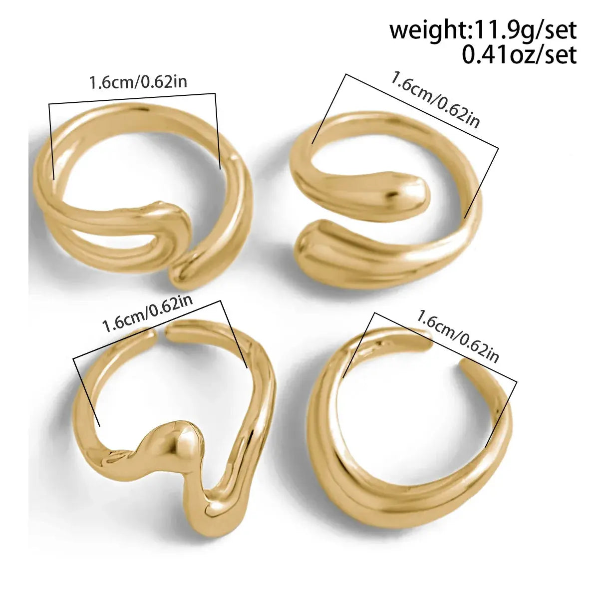 Punk Geometric Rings Set - Black & Elva