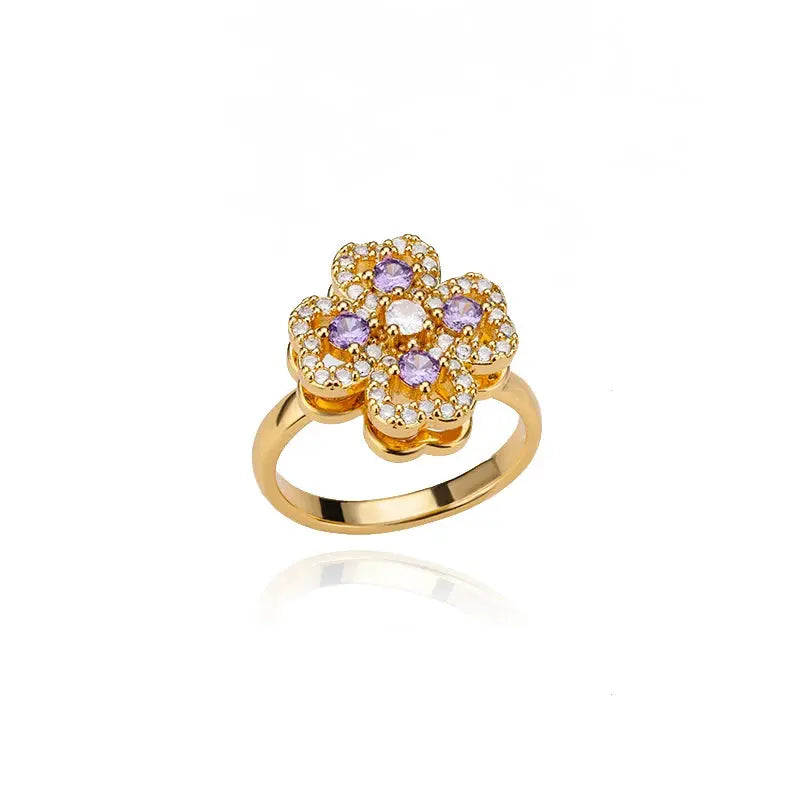 Rotatable Clover Ring - Black & Elva