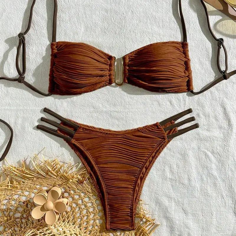 Sexy Brazilian Bikini Set - Black & Elva