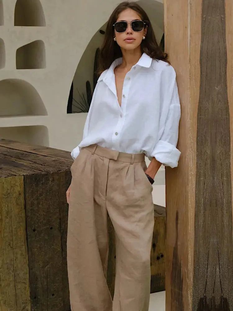 Linen Oversize Shirt - Black & Elva