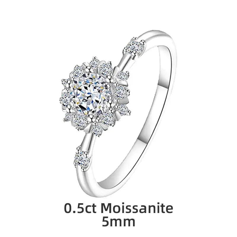 Moissanite Silver Engagement Ring - Black & Elva