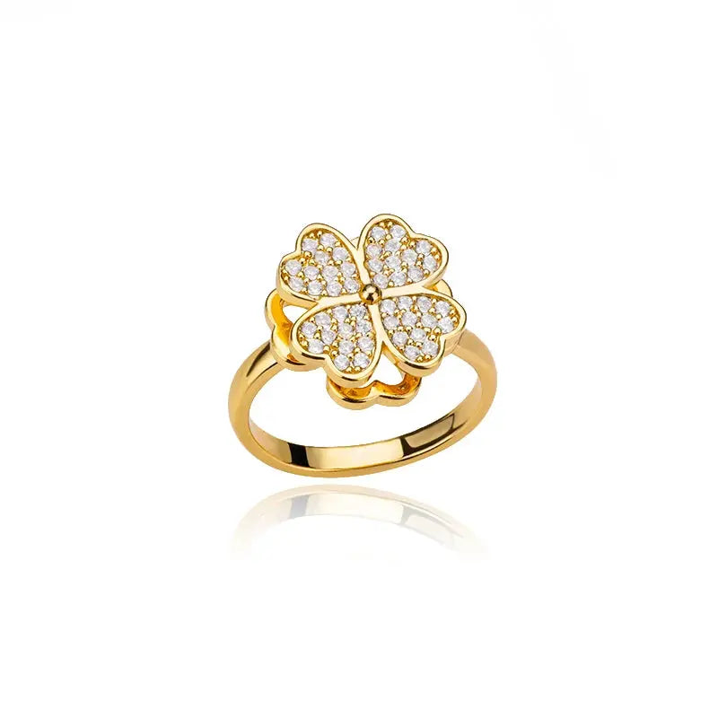 Rotatable Clover Ring - Black & Elva