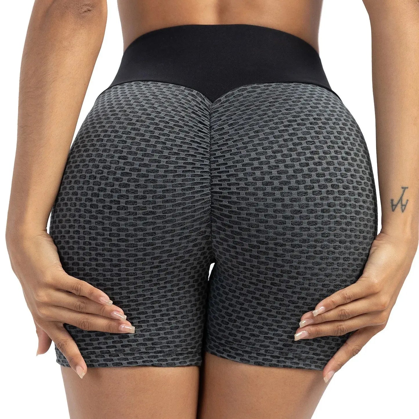 High Waist Yoga Shorts - Black & Elva