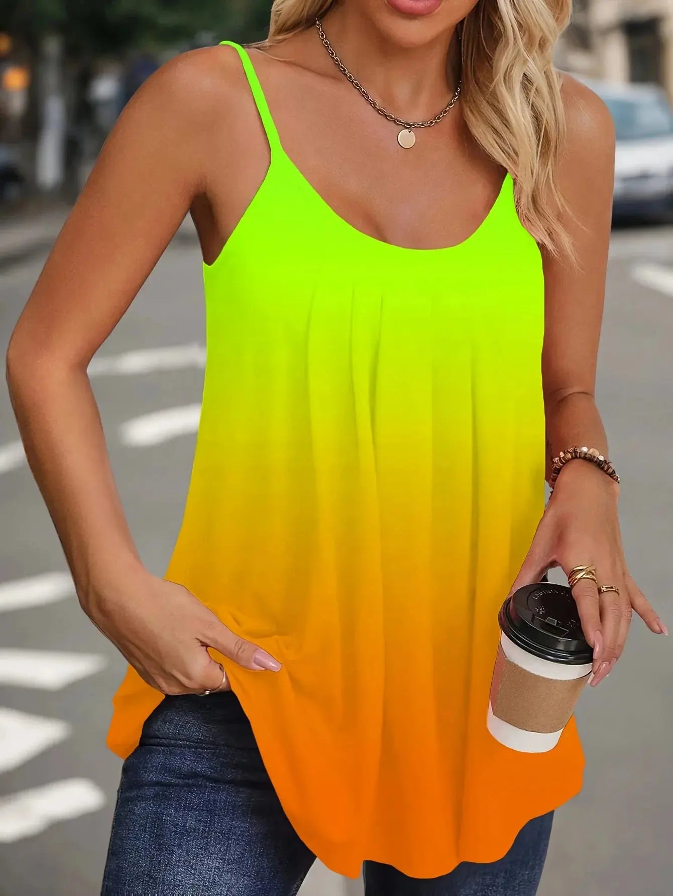Plus Size Gradient Tank - Black & Elva
