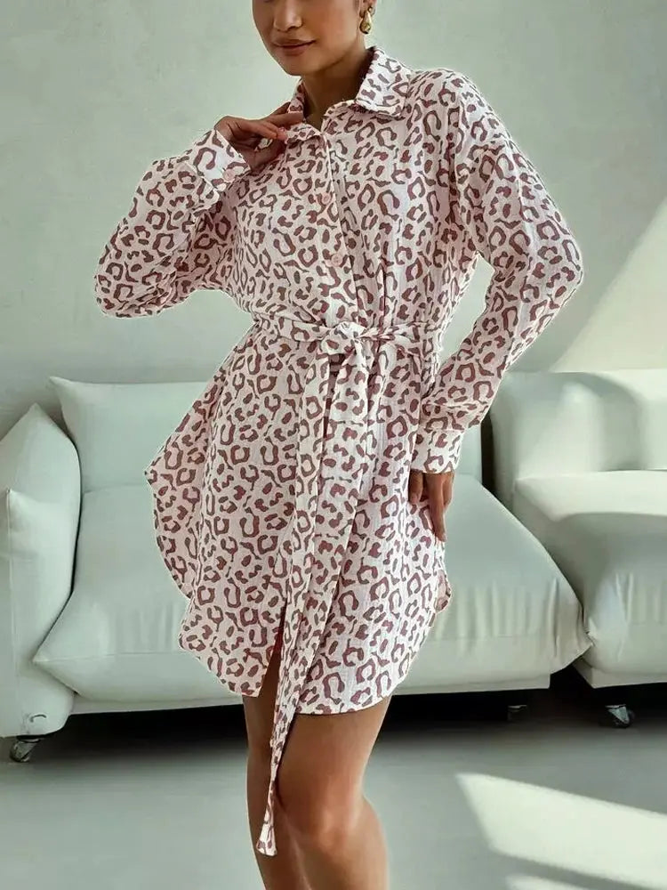 Leopard Oversize Shirt Dress - Black & Elva
