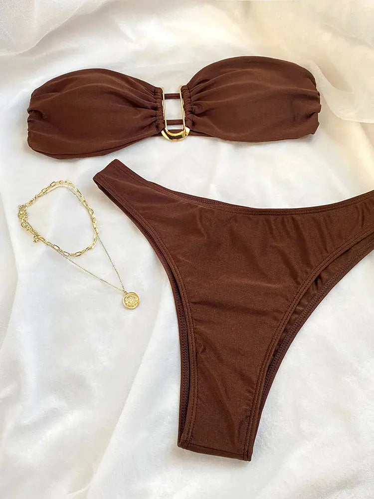 Push Up Halter Bikini - Black & Elva