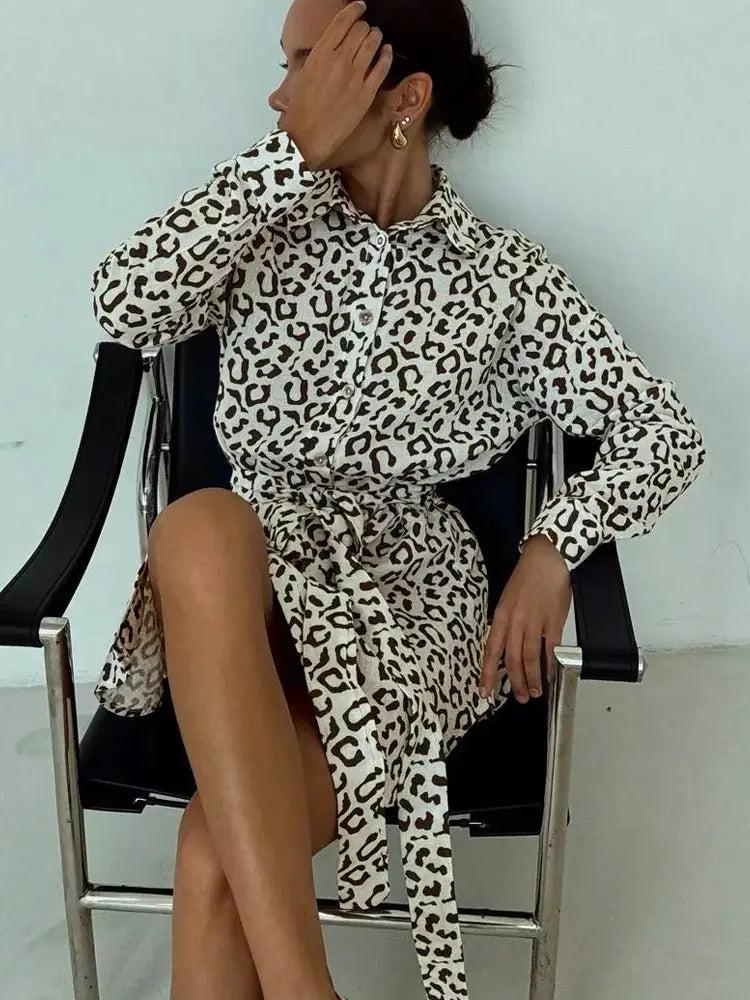 Leopard Oversize Shirt Dress - Black & Elva