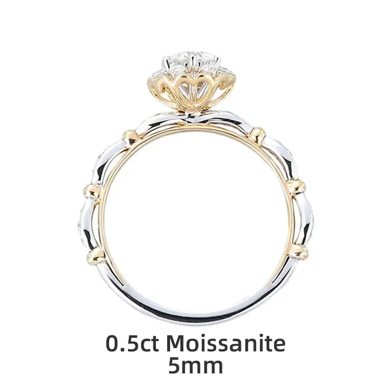 Moissanite Silver Engagement Ring - Black & Elva