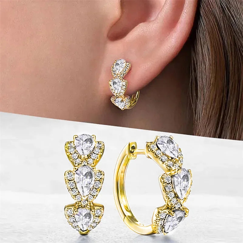 Blue Cubic Zirconia Hoop Earrings | Huitan Luxury Jewelry