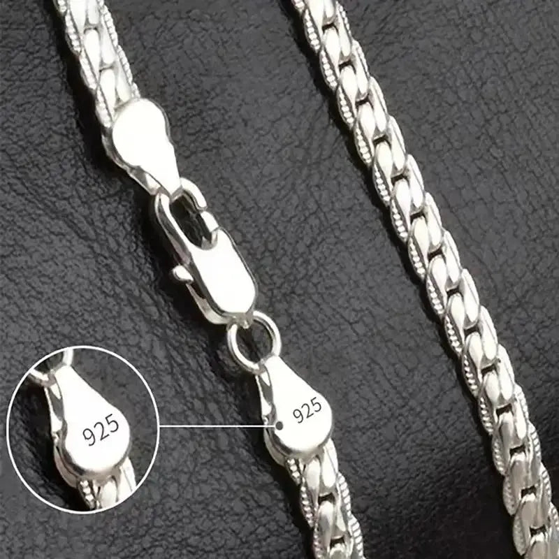 Silver Sideways Chain Necklace - Black & Elva