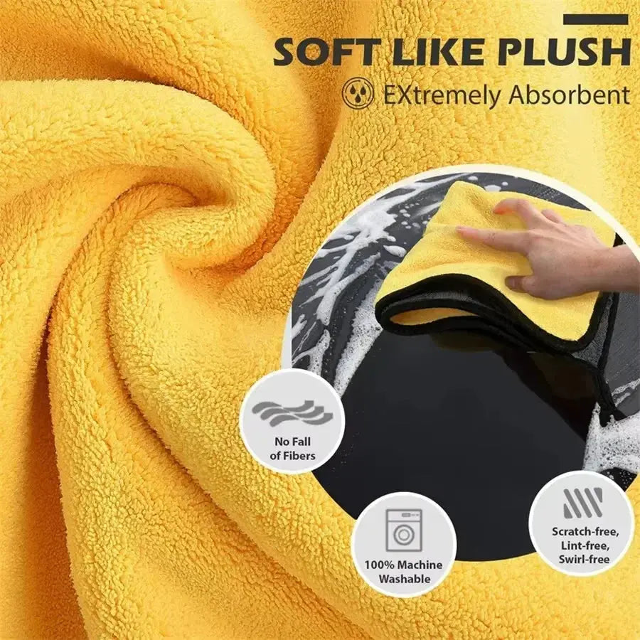 Microfiber Car Cleaning Towels Set - Black & Elva