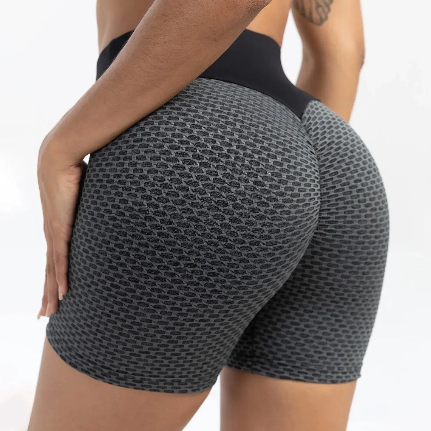 High Waist Yoga Shorts - Black & Elva