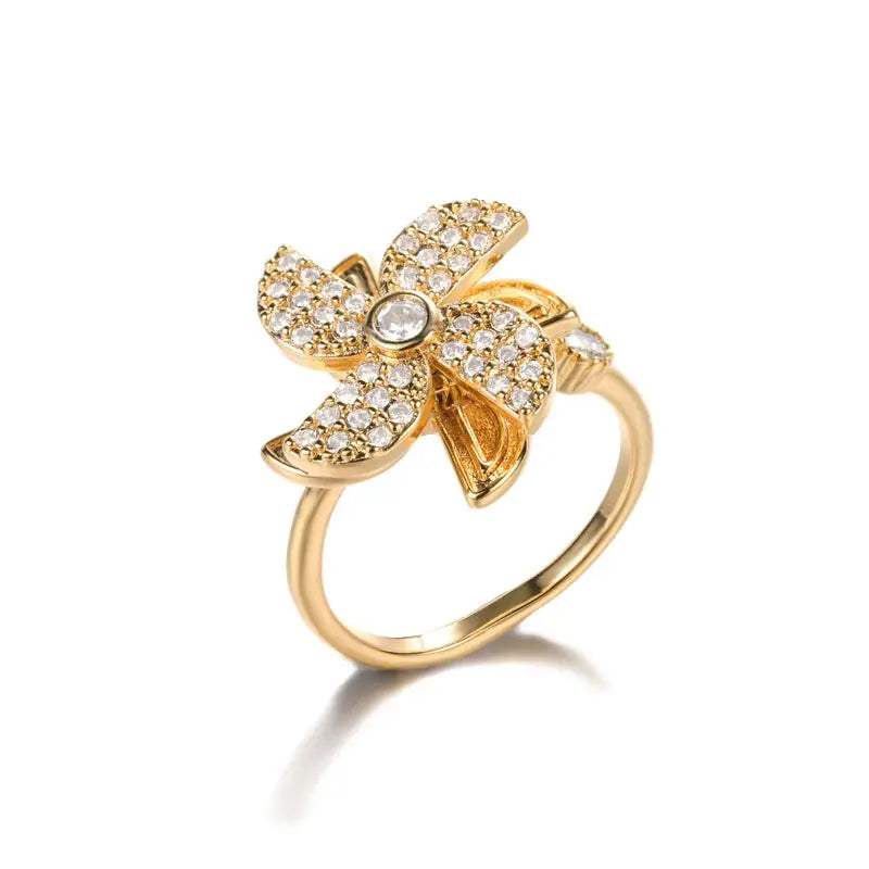 Rotatable Clover Ring - Black & Elva