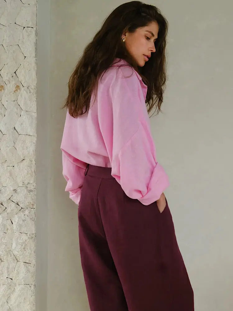Linen Oversize Shirt - Black & Elva
