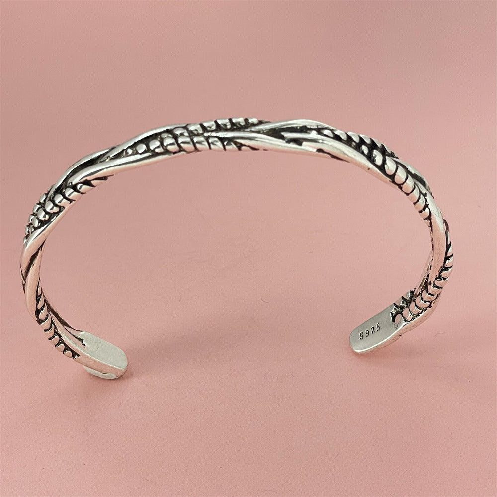 Silver Plated Vintage Men's Bracelet - Black & Elva