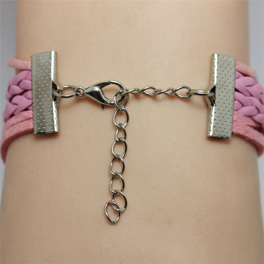 Alloy Love Double Heart-shaped Love Woven Multi-layer Watch - Black & Elva