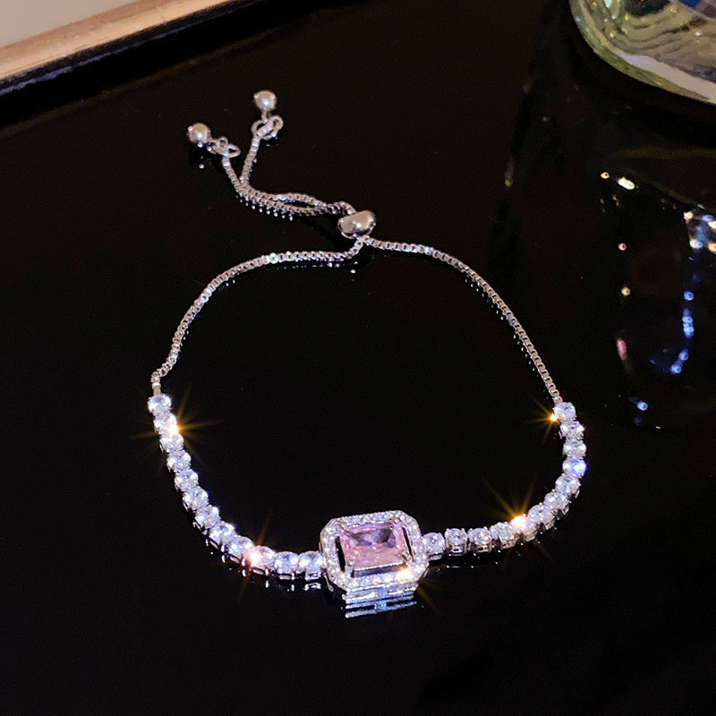 Premium And Luxurious Zircon Four Petal Flower Bracelet - Black & Elva
