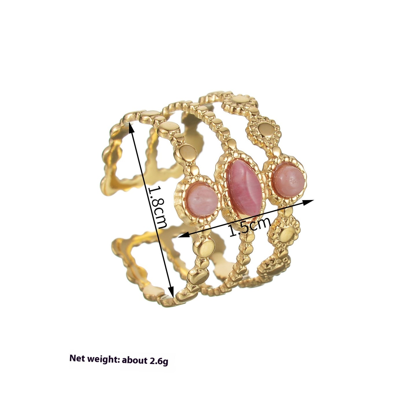 Color Ring 18K Gold Light Luxury Exquisite - Black & Elva