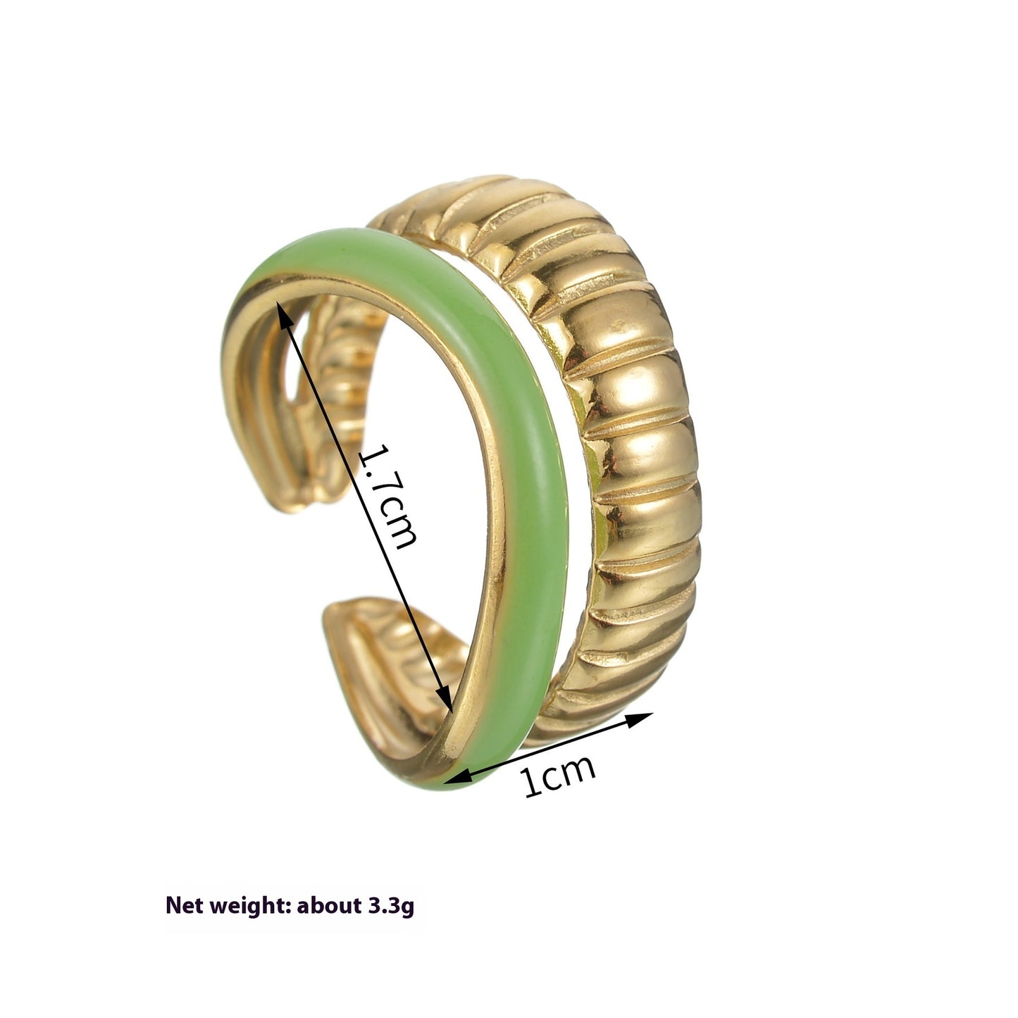 Color Ring 18K Gold Light Luxury Exquisite - Black & Elva