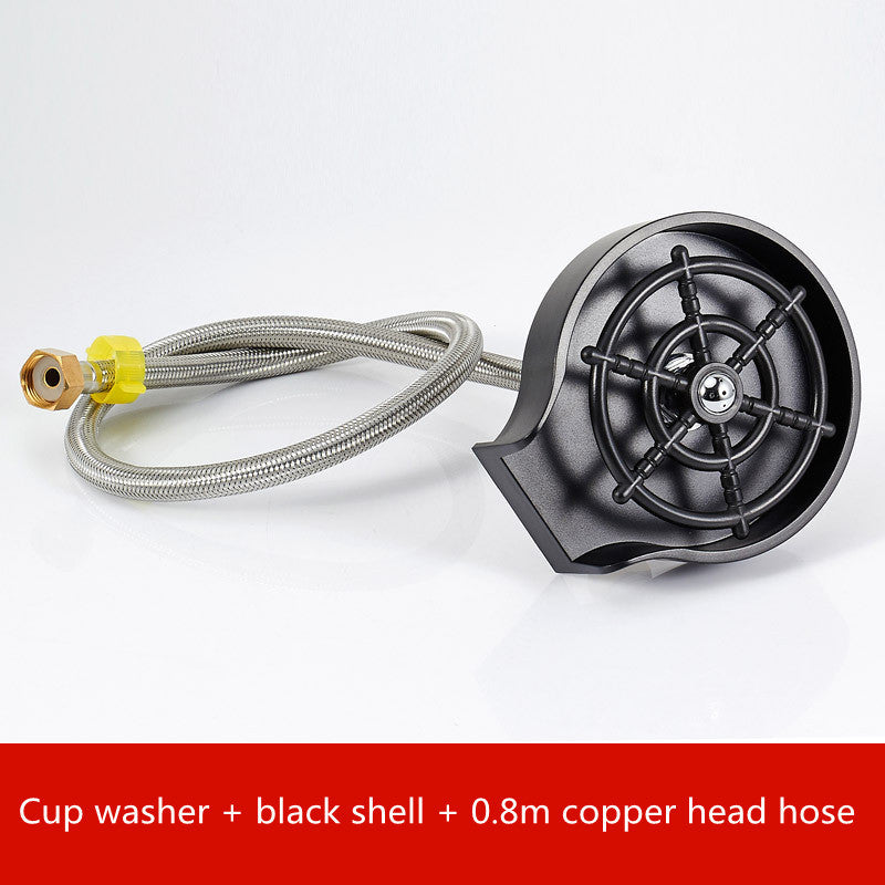 High-Pressure Cup Washer for Sink – Automatic Glass Rinser for Bar & Kitchen - Black & Elva