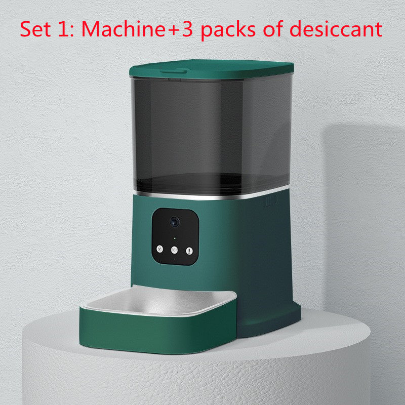 Smart Automatic Pet Feeder with WiFi – Large Capacity, Voice Recorder & Timer for Dogs & Cats - Black & Elva