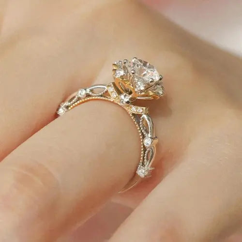 Moissanite Silver Engagement Ring - Black & Elva