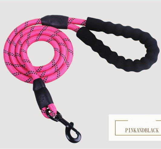 Reflective Nylon Dog Leash – Durable Rope for Walking & Training - Black & Elva