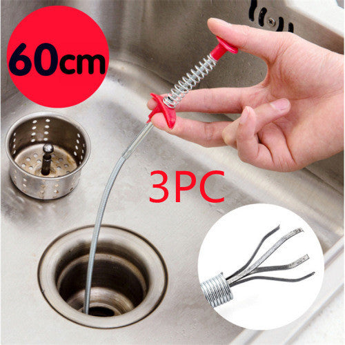 60CM Sewer Dredger Spring Pipe Dredging Tool Household Hair Cleaner Drain Clog Remover Cleaning Tools Household For Kitchen Sink Kitchen Gadgets - Black & Elva