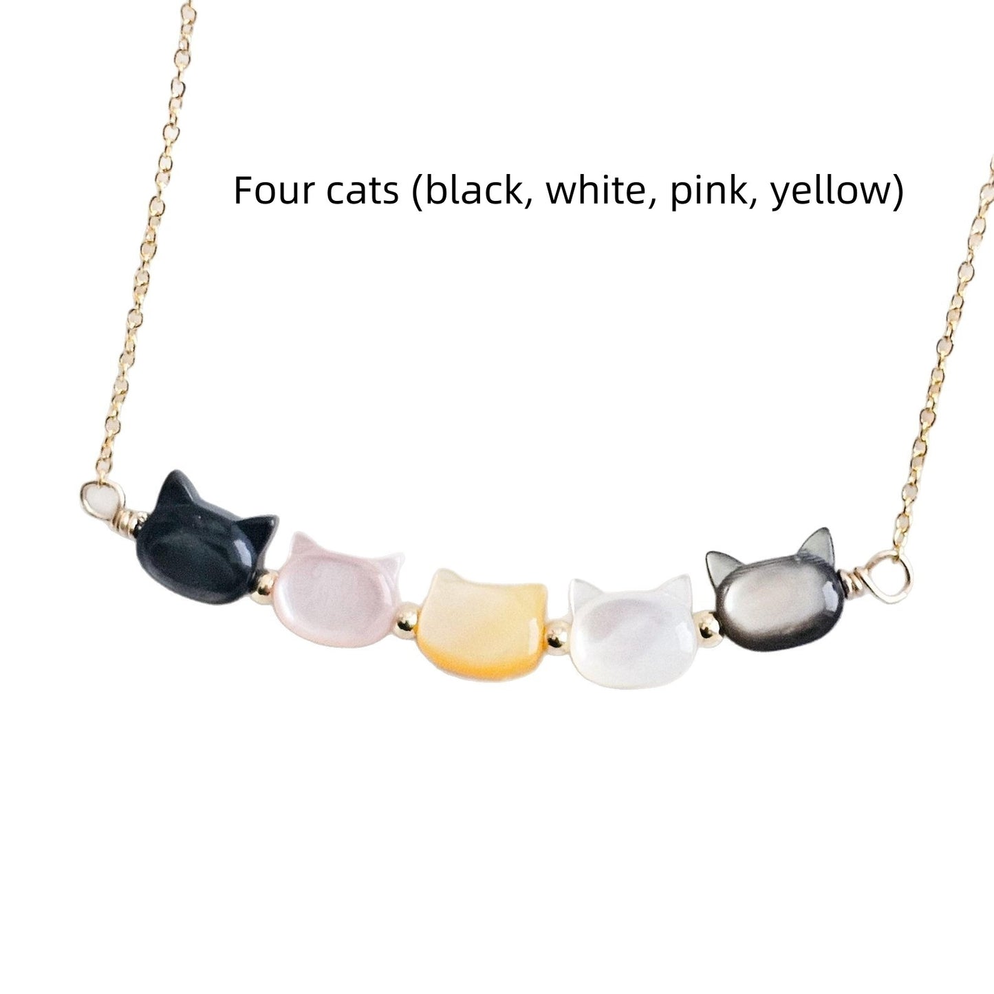 Women's Colorful Shell Cat Necklace Bracelet - Black & Elva